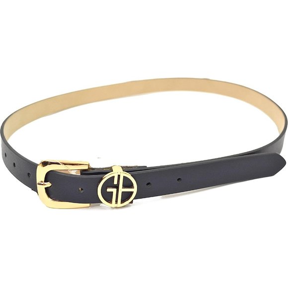 GIANI BERNINI Logo Keeper Belt in Navy Gold - NWT - Size Small - Picture 2 of 4
